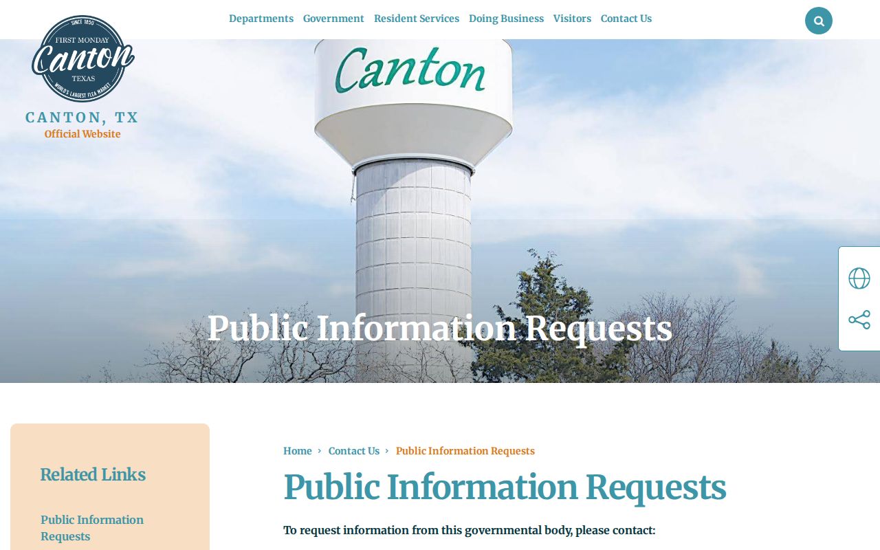 Canton criminal history public information request instructions