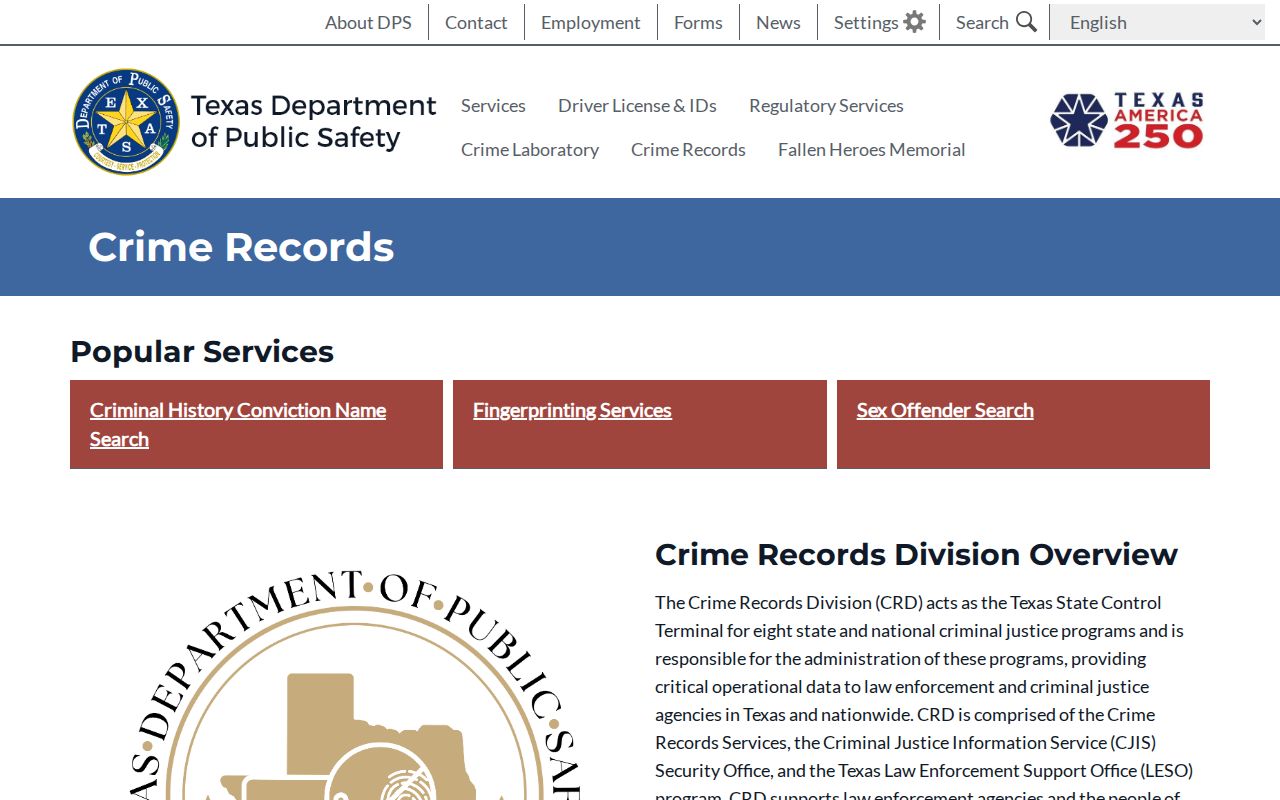 Van Zandt County criminal records DPS Crime Records services