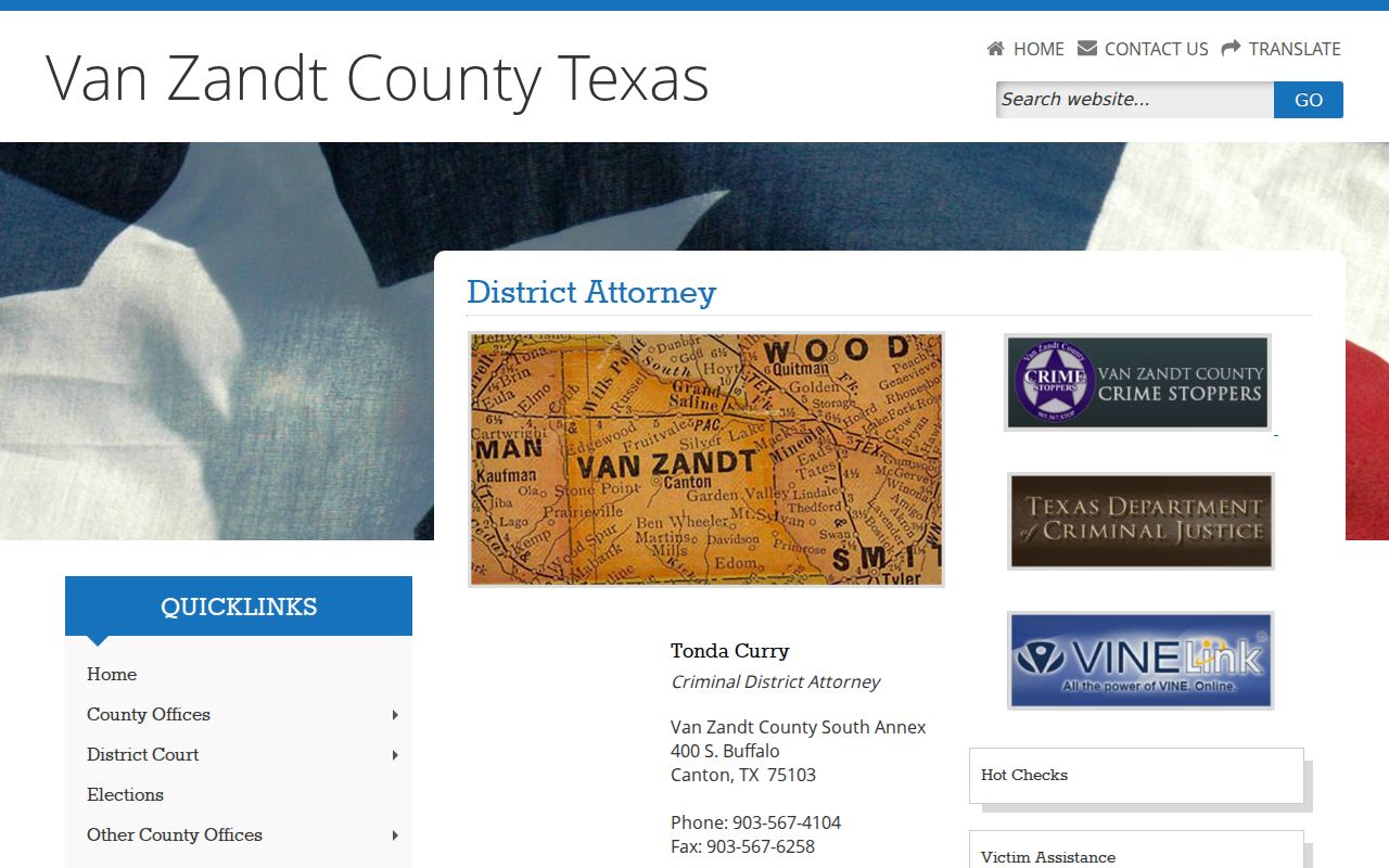Van Zandt County criminal records district attorney information