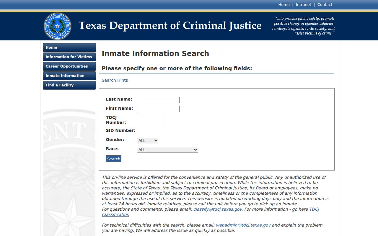 TDCJ state inmate search for Van Zandt County arrest custody follow-up