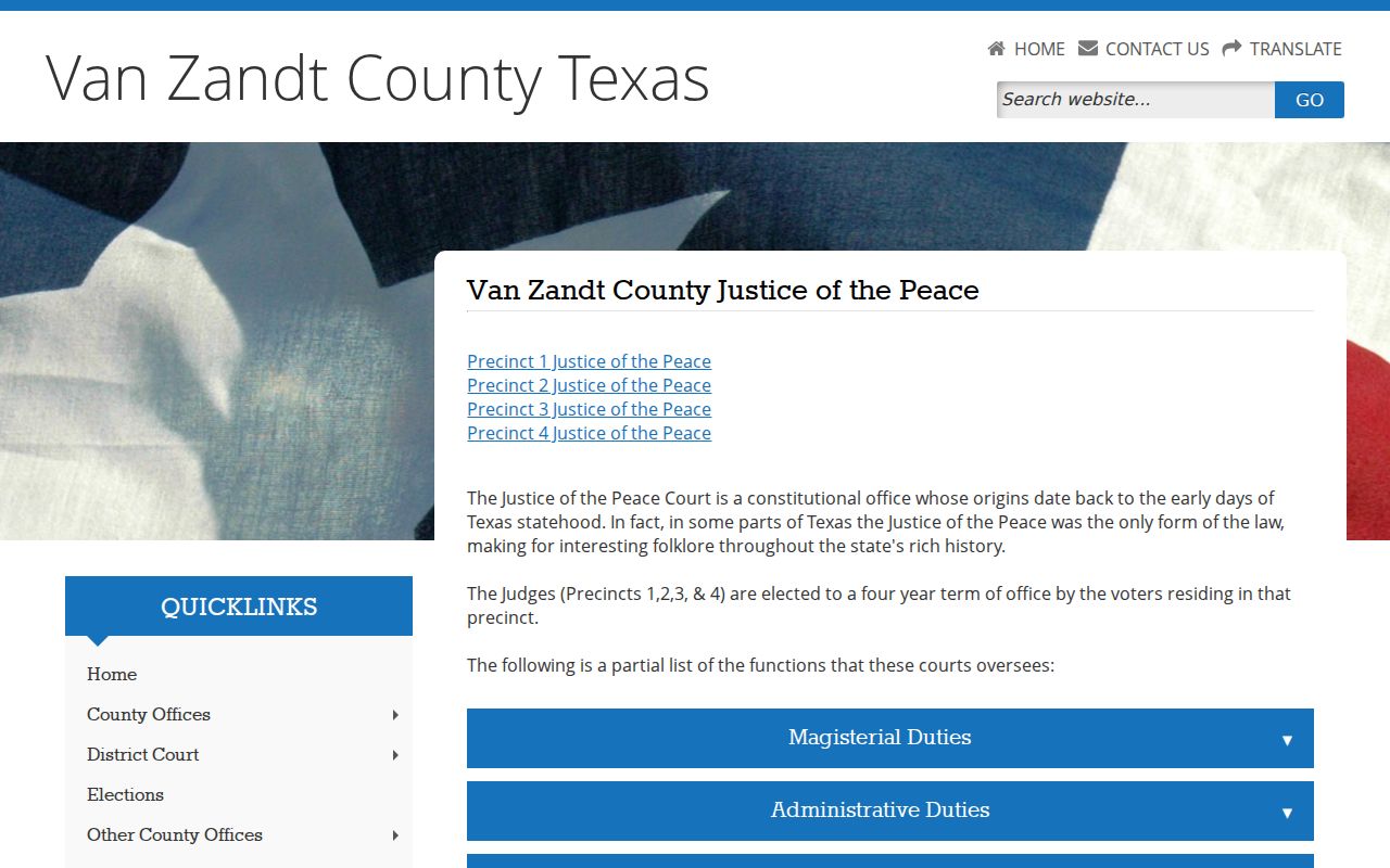 Van Zandt County Justice Courts criminal case and warrant roles
